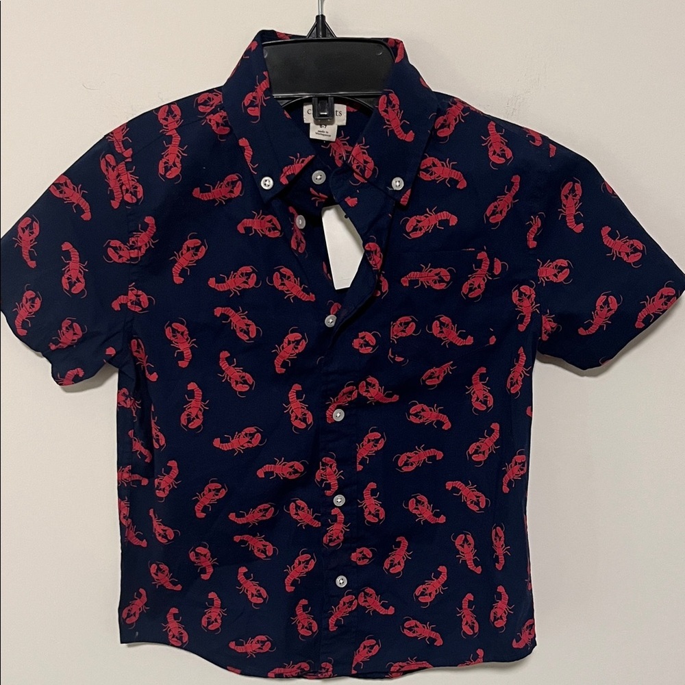 NWT Crewcuts Navy Shirt with Red Lobster Design